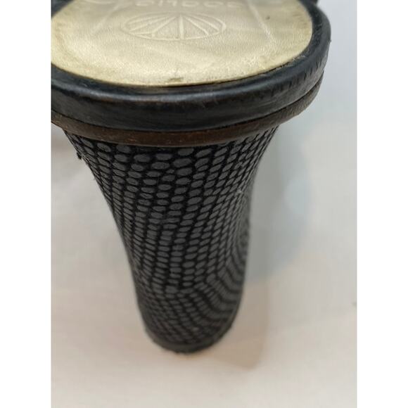 COCLICO Women's Black Leather Square Peep-Toe Heeled Sandals SZ 38.5(US8.5) - Picture 8 of 11